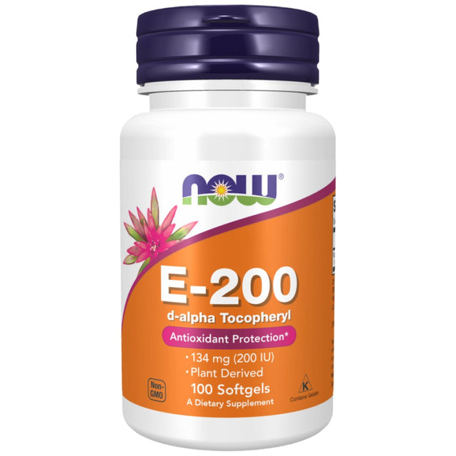 Vitamin E-200 IU D-Alpha Tocopherols - 100 Гел капсули  NOW Foods - Nutra Best Bulgaria