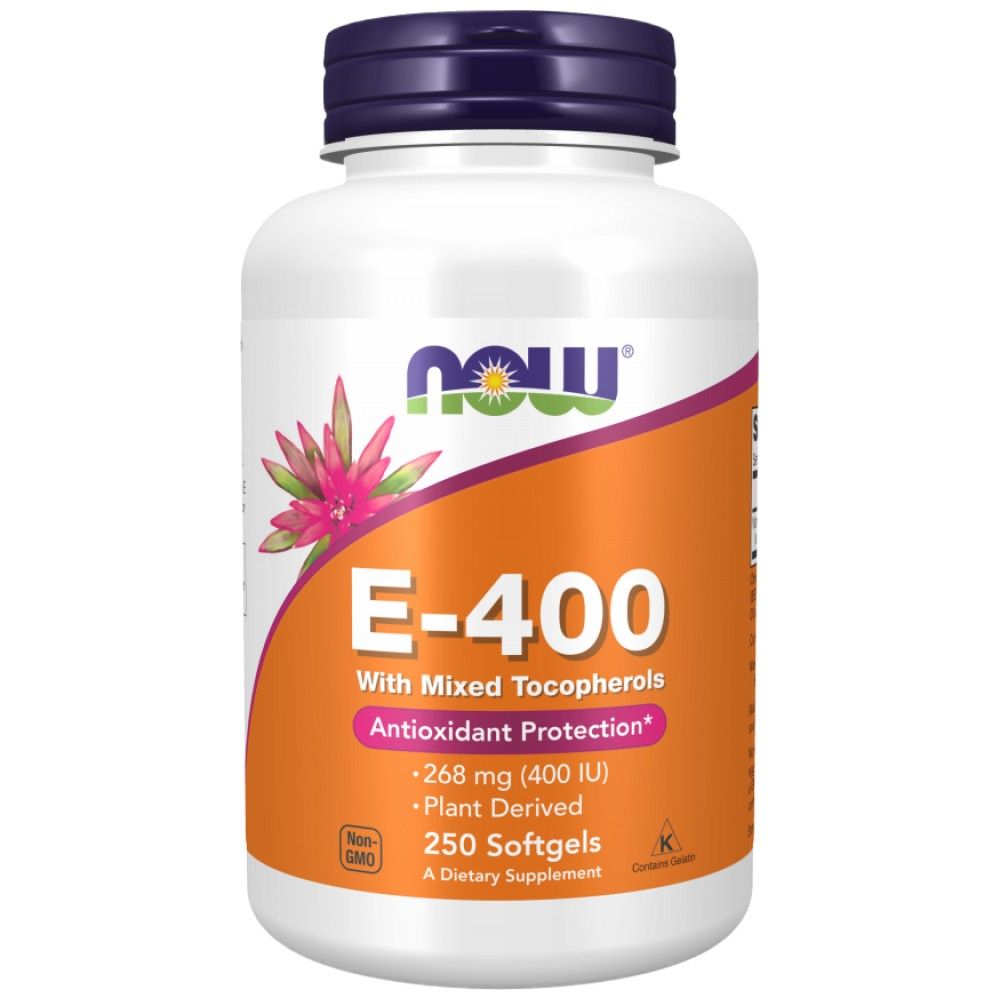 Vitamin E-400 IU MT - 250 Гел капсули  NOW Foods - Nutra Best Bulgaria