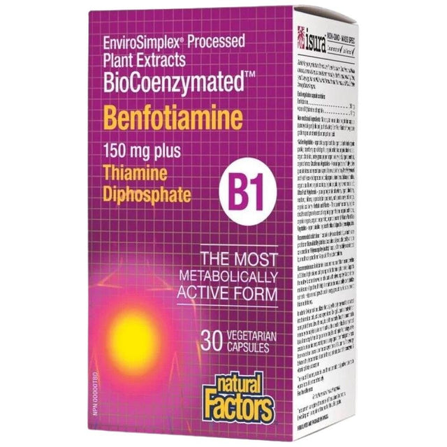 Benfotiamine 150 mg | BioCoenzymated™ - 30 капсули  Natural Factors - Nutra Best Bulgaria
