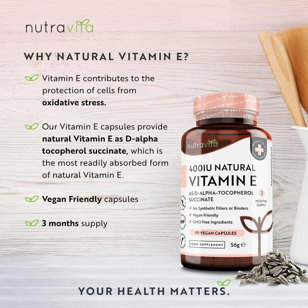 Natural Vitamin E 400IU 90 Vcaps  Nutravita - Nutra Best Bulgaria
