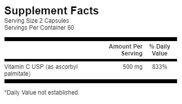 Ascorbyl Palmitate 250 mg - 120 капсули  Swanson - Nutra Best Bulgaria
