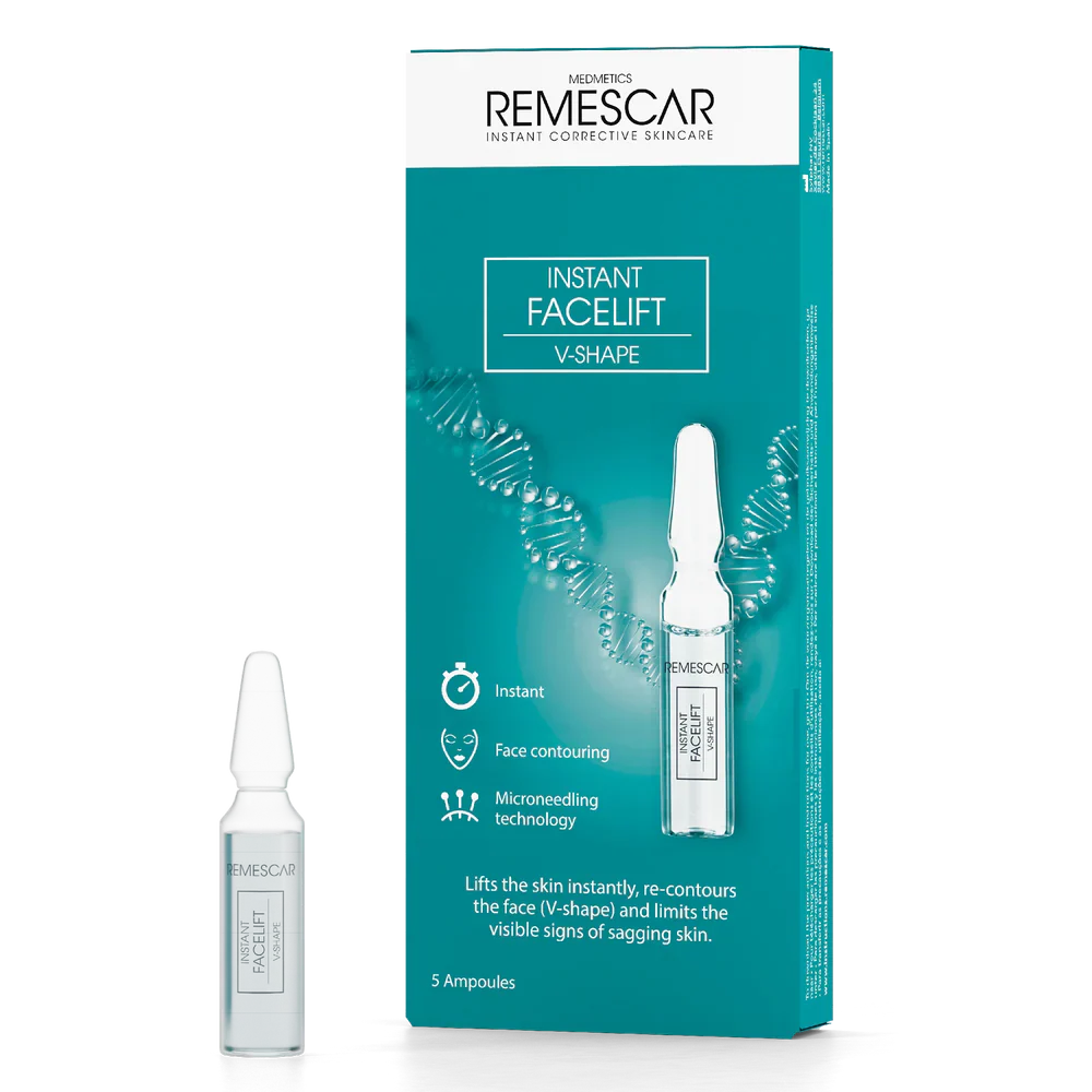 Ампули за незабавен лифтинг и V-образен контур на лицето 5x2ml  Remescar - Nutra Best Bulgaria