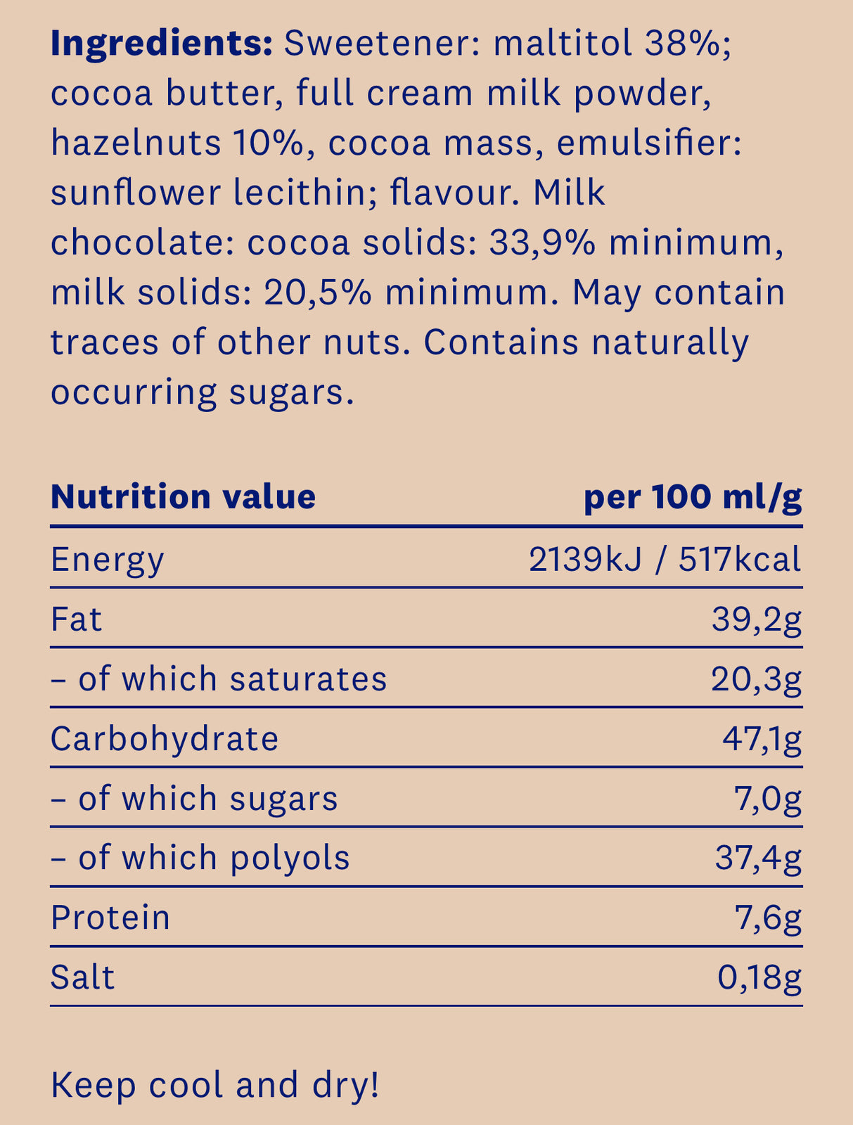 HealthyCo шоколад с лешници 100 грама - без добавена захар и без палмово масло  HealthyCo - Nutra Best Bulgaria