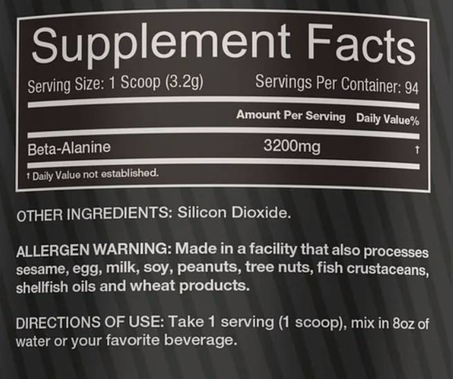 Beta-Alanine Powder 301 грама  Victor Martinez Signature Series - Nutra Best Bulgaria