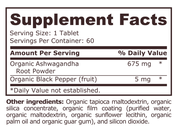 ASHWAGANDHA ORGANIC - 60 tablets  Pure Nutrition - Nutra Best Bulgaria