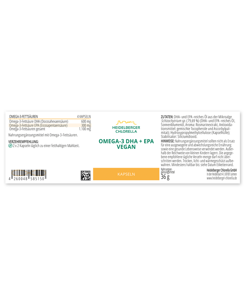 Омега-3 DHA+EPA Веган - Подпомага Вашето Здраве с Натурални Мастни Киселини  Heidelberger Chlorella - Nutra Best Bulgaria
