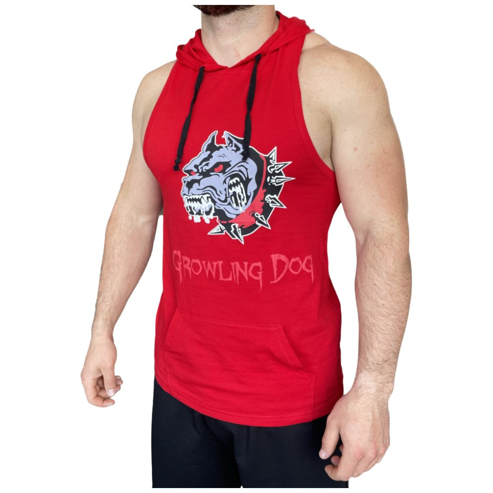 Потник Growling Dog с качулка - Червен / Tank Top Growling Dog with Hoodie - Red  Musashi - Nutra Best Bulgaria