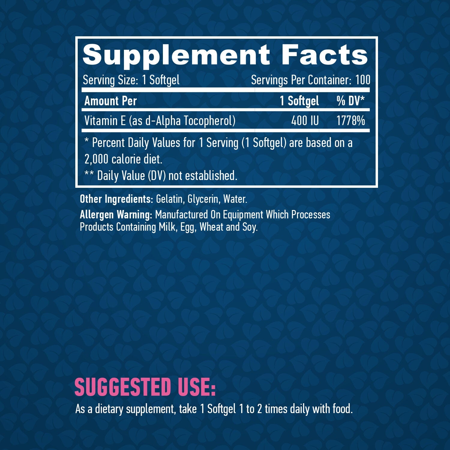 Vitamin E 400 IU / 100 Softgels  Haya Labs - Nutra Best Bulgaria