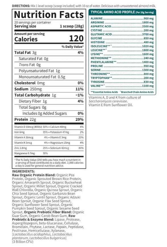 RAW Protein / Beyond Organic Protein Formula / Unflavoured - 560 грама  Garden Of Life - Nutra Best Bulgaria