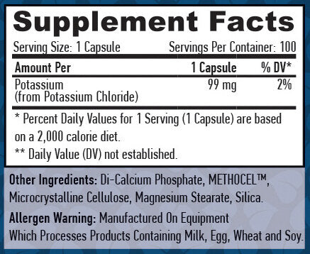Sustained Release Potassium 99mg. / 100 Vcaps.  Haya Labs - Nutra Best Bulgaria