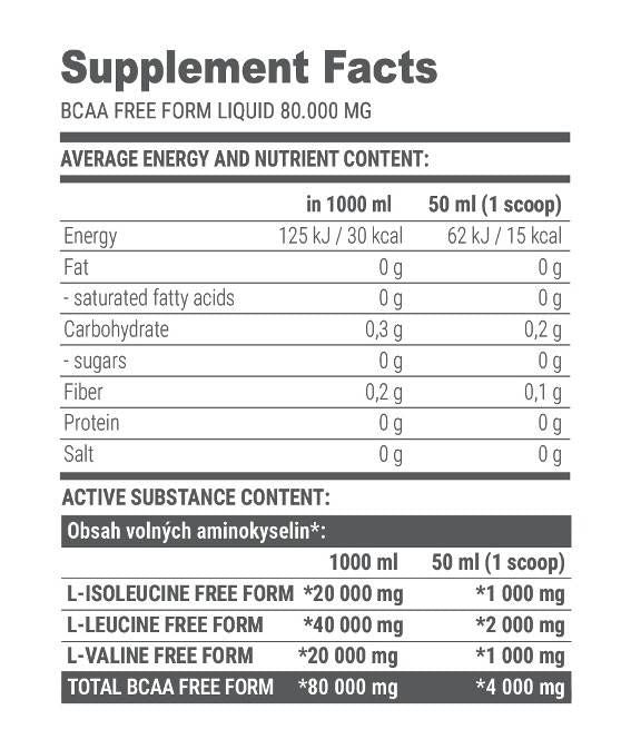 Free Form BCAA LIQUID 80000 mg - 1000 мл  Extrifit Sports Nutrition - Nutra Best Bulgaria