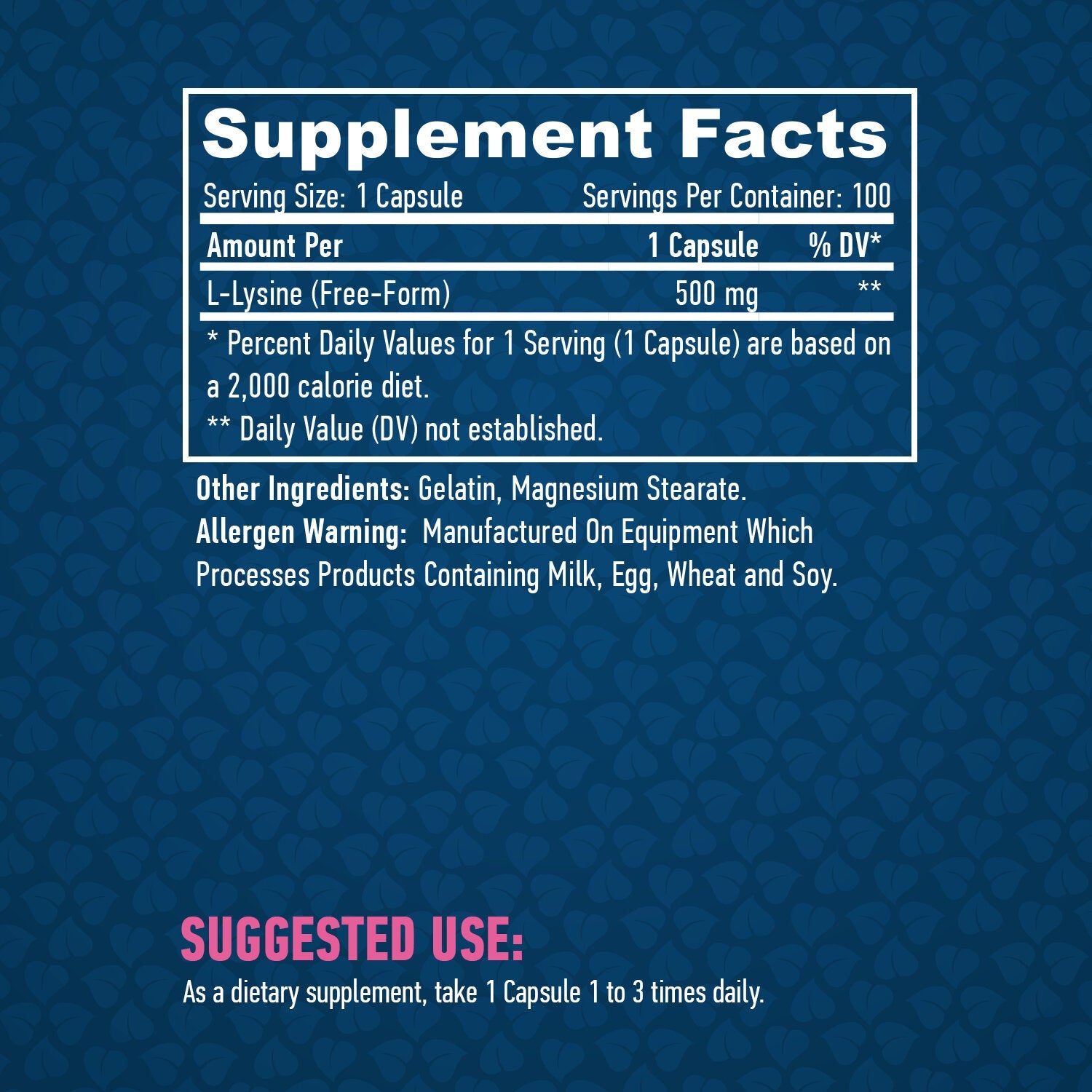 L-Lysine 500mg. / 100 Vcaps.  Haya Labs - Nutra Best Bulgaria