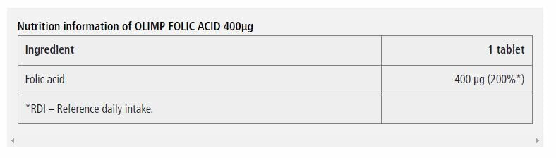 Фолиева Киселина 400 мкг / Folic Acid - 30 таблетки OLIMP  Olimp - Nutra Best Bulgaria
