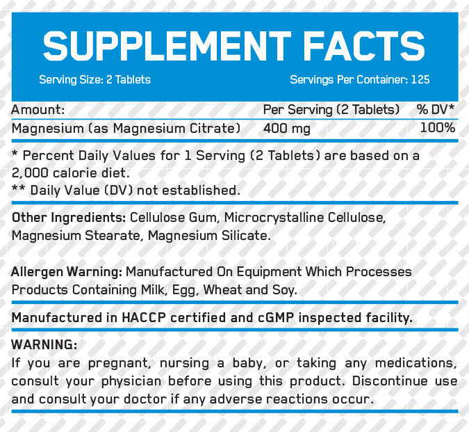 Magnesium Citrate 200mg / 100 Tabs.  EVERBUILD - Nutra Best Bulgaria