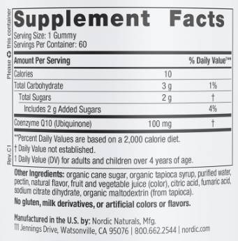 CoQ10 Gummies 100 mg - 60 желирани бонбони  Nordic Naturals - Nutra Best Bulgaria
