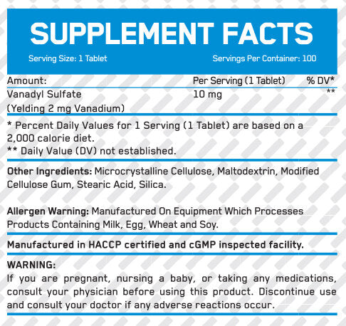 Vanadyl Sulfate 10mg / 100 Tabs  EVERBUILD - Nutra Best Bulgaria