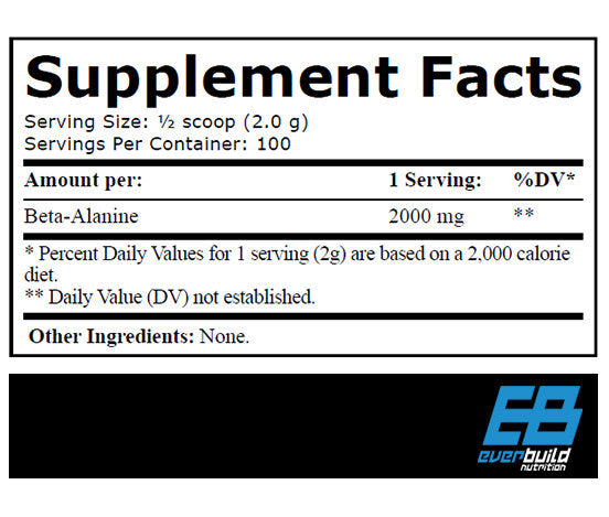 Beta-Alanine 2000 / 100 Serv. - 0.200 KG  EVERBUILD - Nutra Best Bulgaria