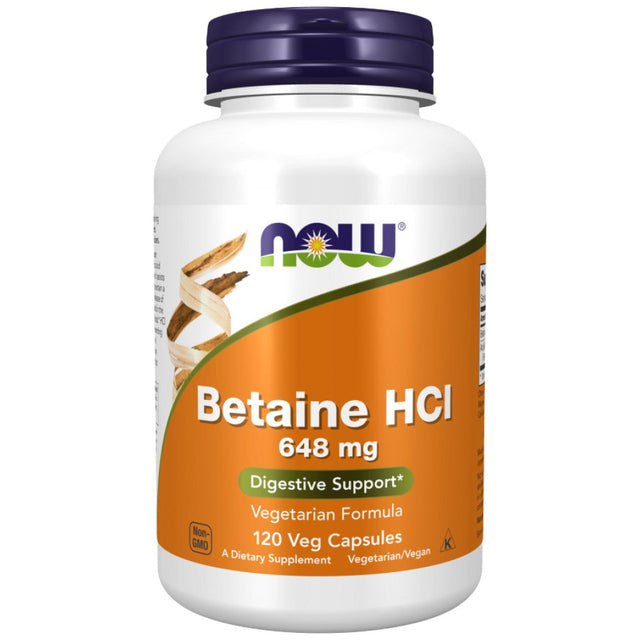 Betaine HCl 648 mg - 120 капсули  NOW Foods - Nutra Best Bulgaria