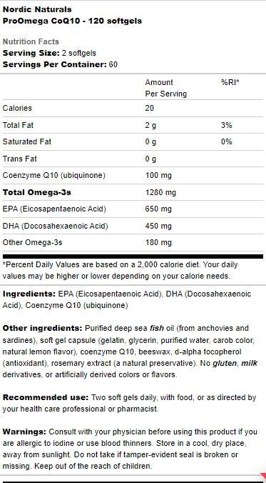 ProOmega CoQ10 - 60 Гел капсули  Nordic Naturals - Nutra Best Bulgaria