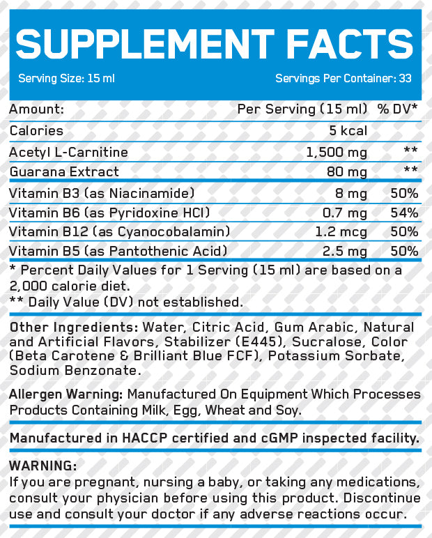 Liquid Acetyl L-Carnitine + Guarana / 495 ml  EVERBUILD - Nutra Best Bulgaria