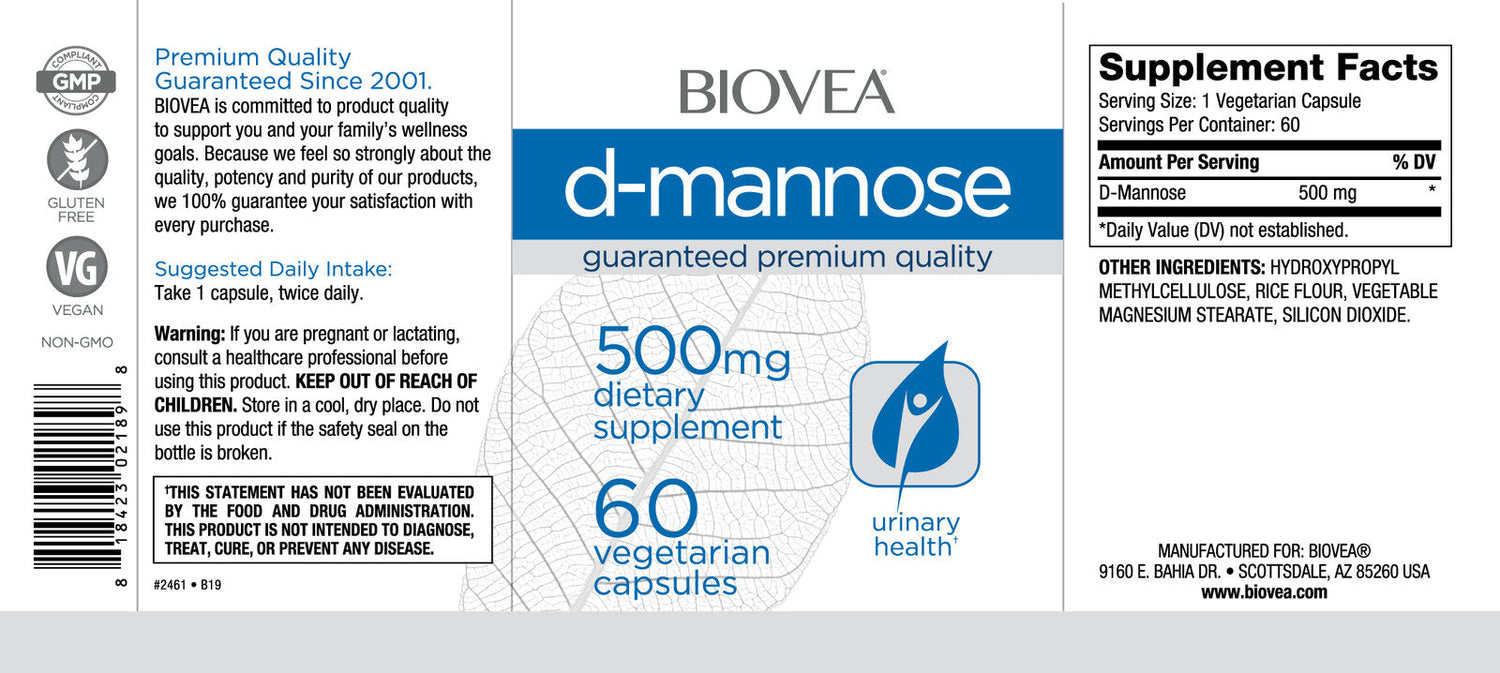 D-Mannose 500 mg / 60 Caps  Biovea - Nutra Best Bulgaria