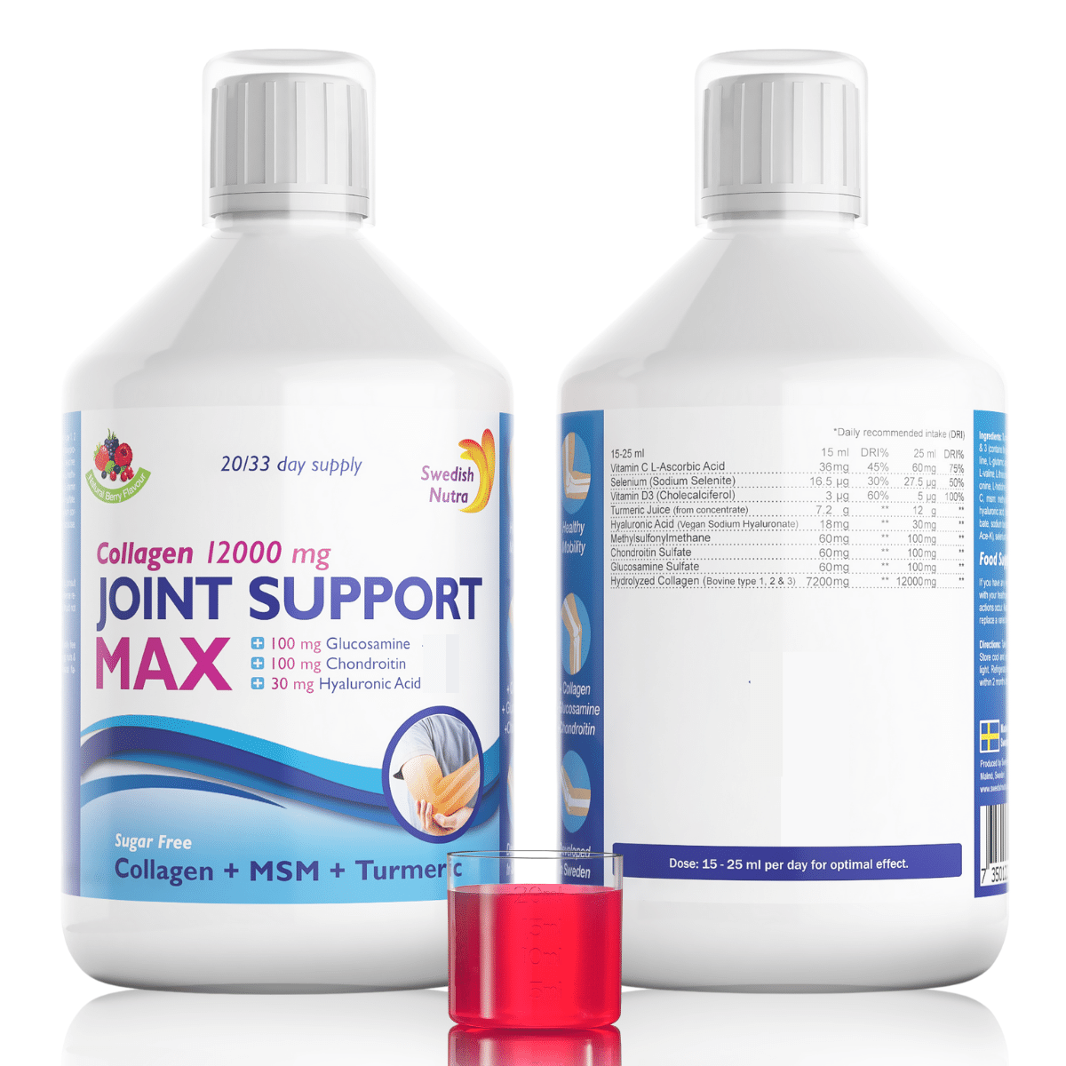 Течен колаген за стави Joint Support MAX 12000 MG - 500 мл  Swedish Nutra - Nutra Best Bulgaria