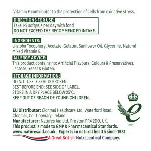 Витамин Е Натурален 400iu 60 капсули Natures Aid  Natures Aid - Nutra Best Bulgaria