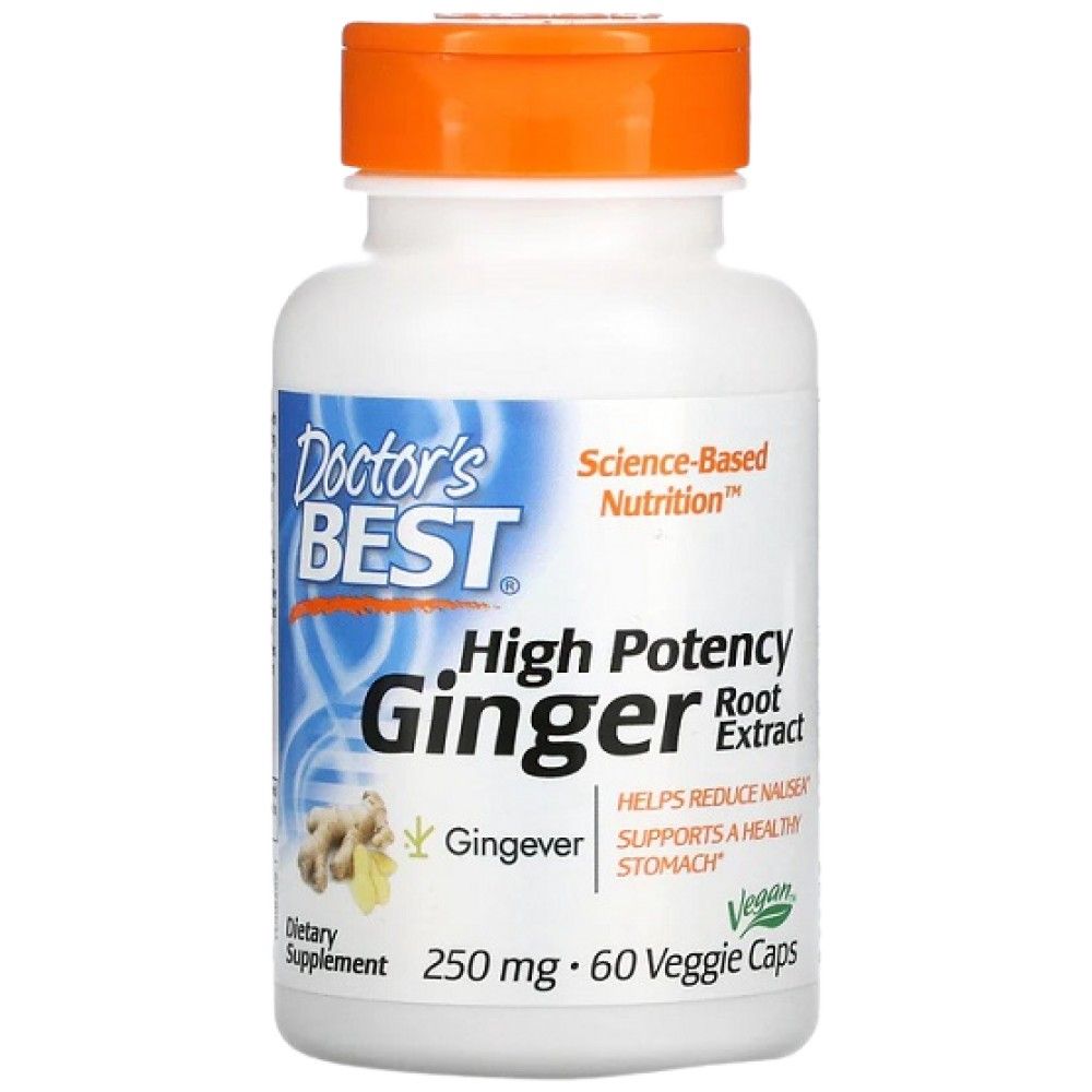 BEST Ginger Root Extract 250 mg | High Potency - 60 капсули  Doctor’s Best - Nutra Best Bulgaria