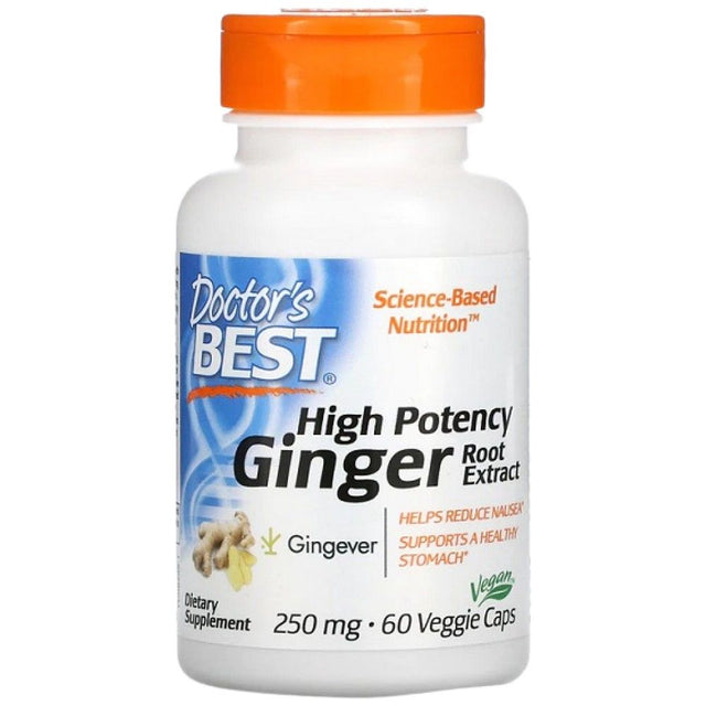 BEST Ginger Root Extract 250 mg | High Potency - 60 капсули  Doctor’s Best - Nutra Best Bulgaria