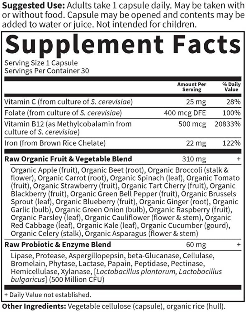 Vitamin Code / Raw Iron - 30 капсули  Garden Of Life - Nutra Best Bulgaria