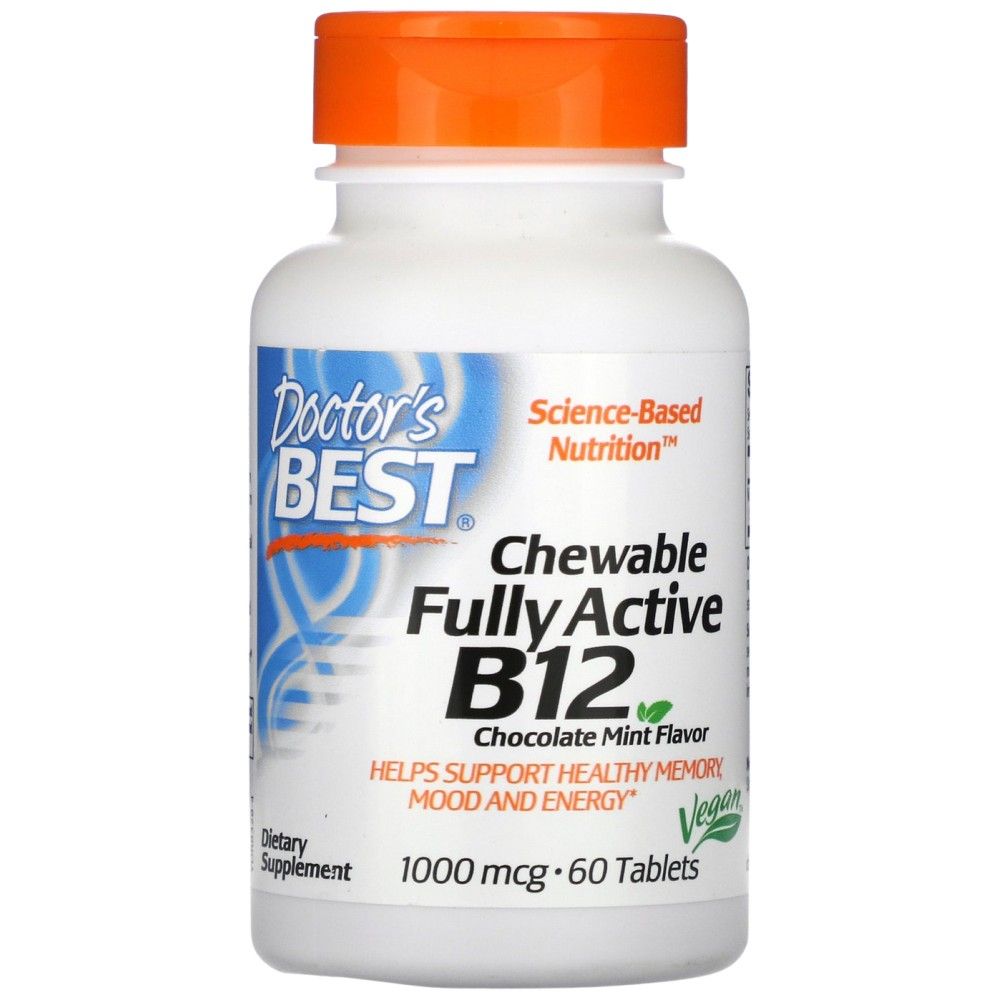BEST Chewable FullyActive B12 / Methylcobalamin 1000 mcg - 60 Дъвчащи таблетки  Doctor’s Best - Nutra Best Bulgaria