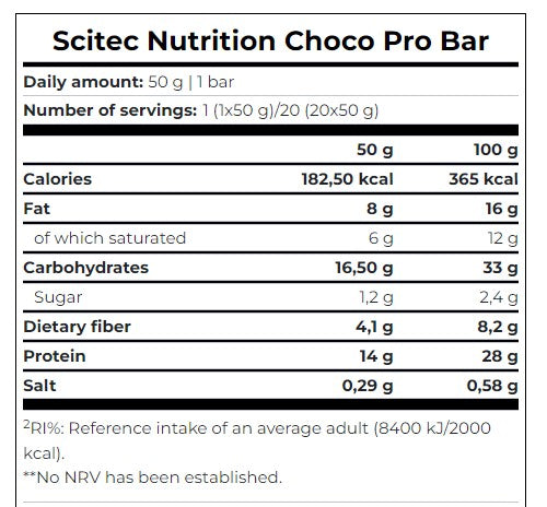 Choco Pro Bar / 50 g  SCITEC - Nutra Best Bulgaria