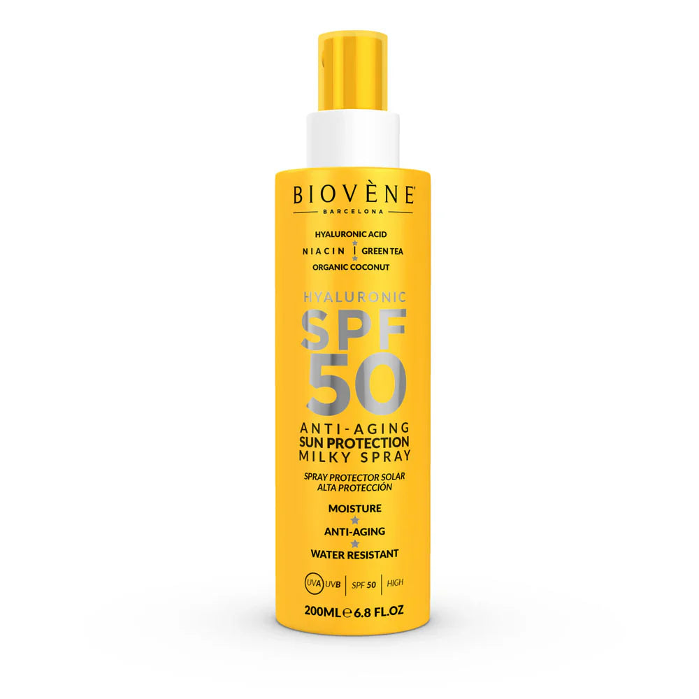 Слънцезащита за лице и тяло SPF 50 с хиалуронова киселина против стареене - 200 мл  Biovène Barcelona - Nutra Best Bulgaria