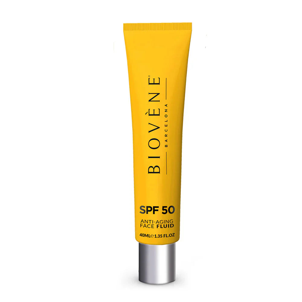 Хидратираща слънцезащита за лице SPF 50 с хиалуронова киселина против стареене - 40 мл  Biovène Barcelona - Nutra Best Bulgaria