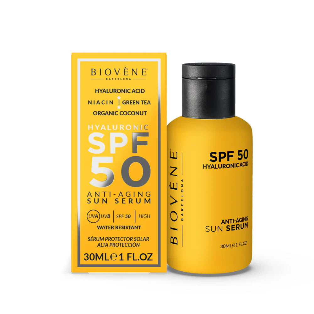 Слънцезащитен крем за лице SPF 50 с хиалуронова киселина против стареене - 30 мл  Biovène Barcelona - Nutra Best Bulgaria