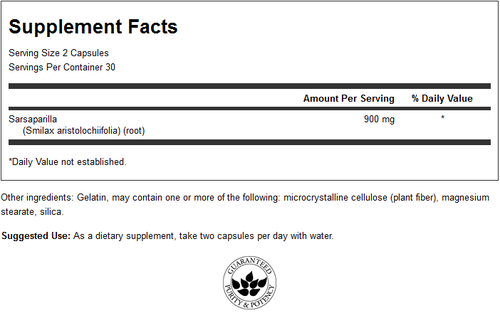 Sarsaparilla Root 450 mg - 60 капсули  Swanson - Nutra Best Bulgaria