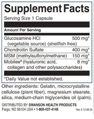 Glucosamine, Chondroitin & MSM with Hyaluronic Acid and Collagen - 90 капсули  Swanson - Nutra Best Bulgaria