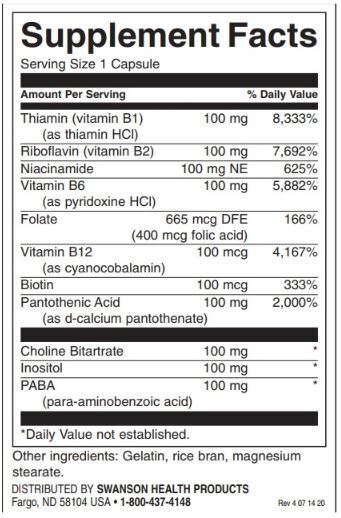 Balance B-100 Complex - High Potency / 300 Caps - 0  Swanson - Nutra Best Bulgaria