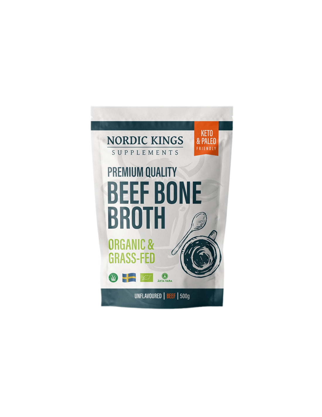 Телешки костен бульон, неовкусен (Organic), 500 g прах Nordic Kings  Nordic Kings - Nutra Best Bulgaria