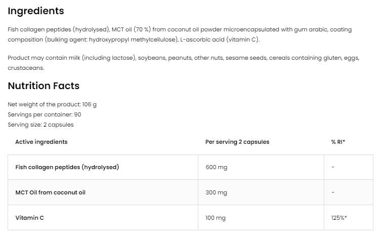 Coconut & Collagen | Marine Collagen with MCT - 90 капсули  OstroVit - Nutra Best Bulgaria
