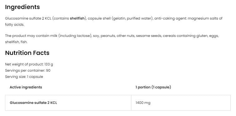 Glucosamine 1400 - 90 капсули  OstroVit - Nutra Best Bulgaria