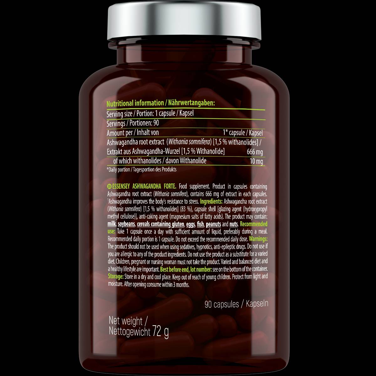 Ashwagandha Forte 666 mg - 90 капсули  ESSENSEY - Nutra Best Bulgaria