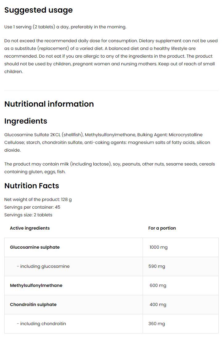 Glucosamine + MSM + Chondroitin - 90 Таблетки  OstroVit - Nutra Best Bulgaria