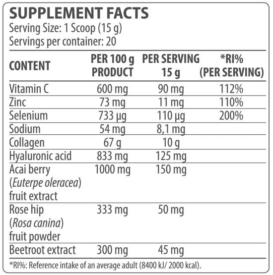 Collagen Complex | with Hyaluronic Acid & Acai Berry - 300 грама  Dorian Yates Nutrition - Nutra Best Bulgaria