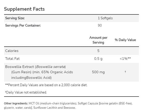 Boswellia Extract 500 mg - 90 Гел капсули  NOW Foods - Nutra Best Bulgaria