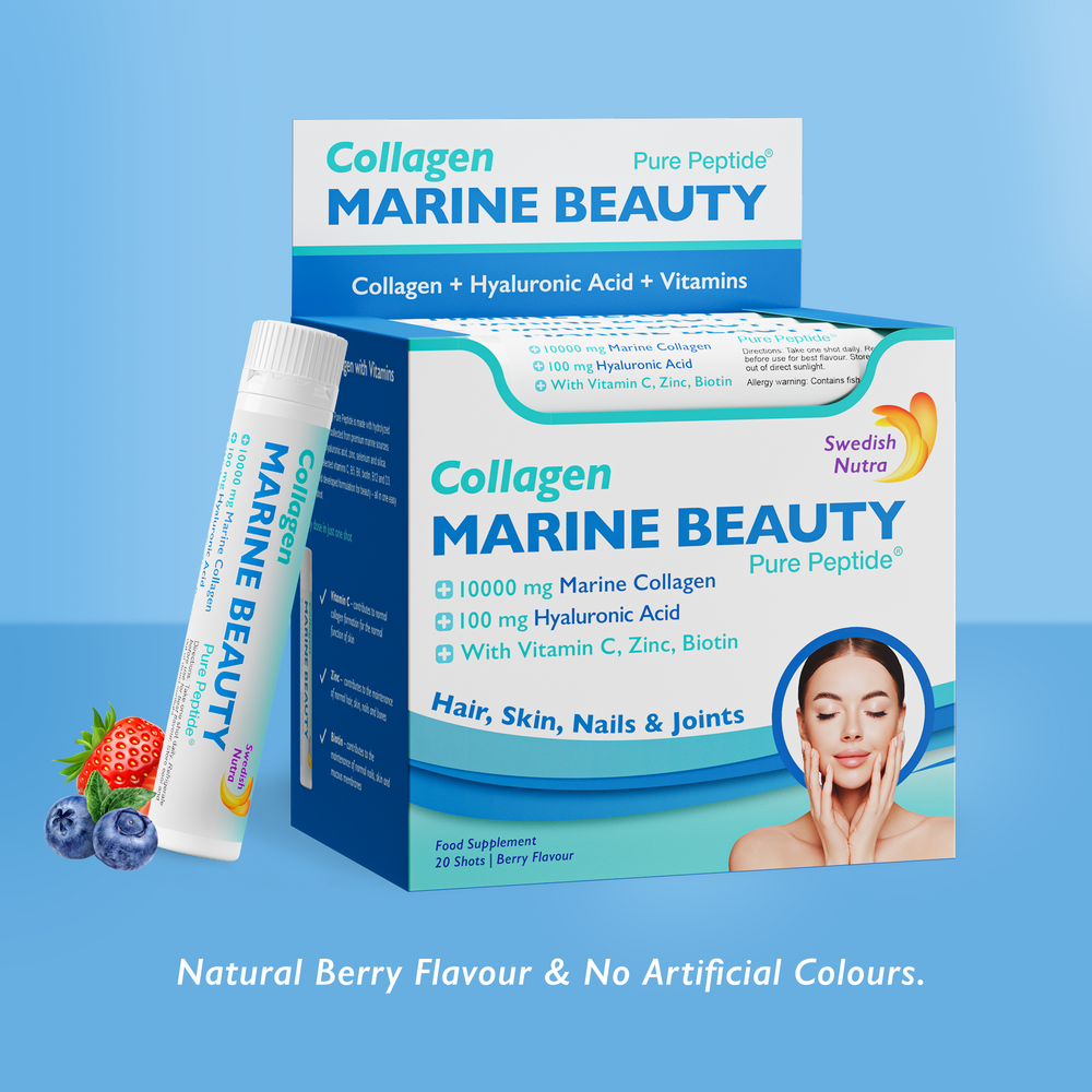 Рибен Колаген Marine Beauty 10000 мг с хиалуронова киселина 100 мг /20 x 25 мл/  Swedish Nutra - Nutra Best Bulgaria