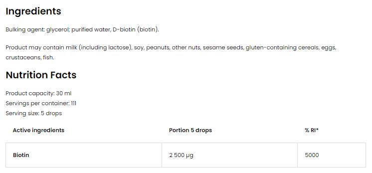Biotin 2500 mcg Drops 30 мл  OstroVit - Nutra Best Bulgaria