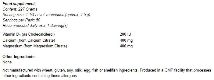 Calcium & Magnesium Citrate Powder with Vitamin D3 - 227 грама  NOW Foods - Nutra Best Bulgaria