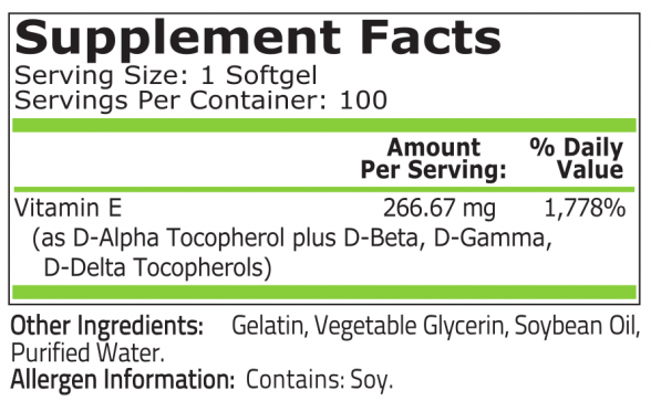 Витамин E 400 IU - 100 Дражета  Pure Nutrition - Nutra Best Bulgaria