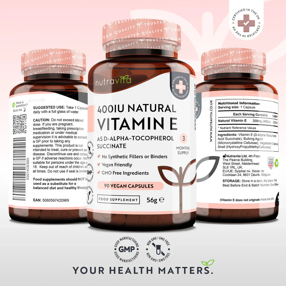 Natural Vitamin E 400IU 90 Vcaps  Nutravita - Nutra Best Bulgaria